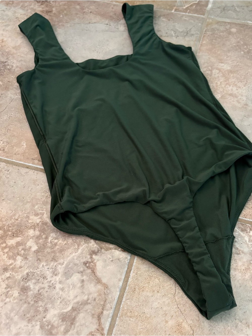 Aerie Smoothez Green Square Neck Body Suit One Piece Scoop Back Medium Soft - Picture 5 of 9